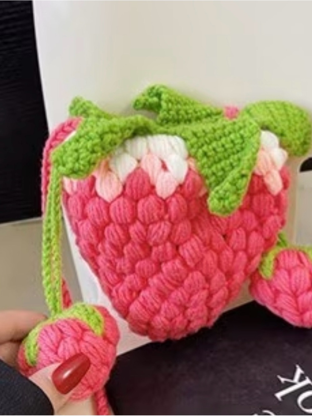 NWT Pink Strawberry Crochet Crossbody Bag for Girls